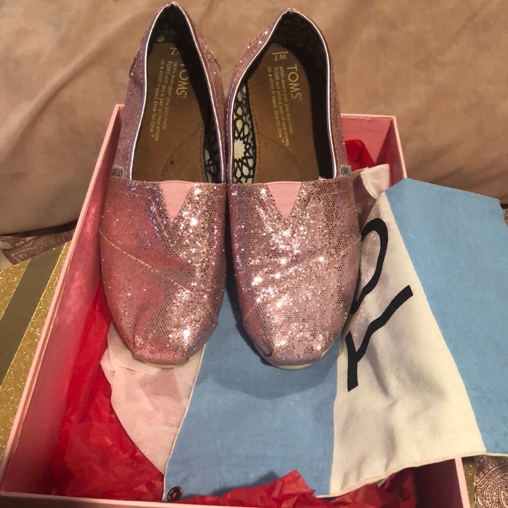 Toms Pink Glitter Size 7